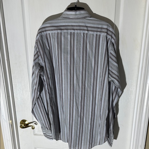 THOMAS DEAN LARGE Men's Striped Button-Up Shirt: EXCELLENT CONDITION - Picture 4 of 5